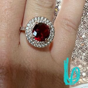 Ruby Ring with CZ Stones